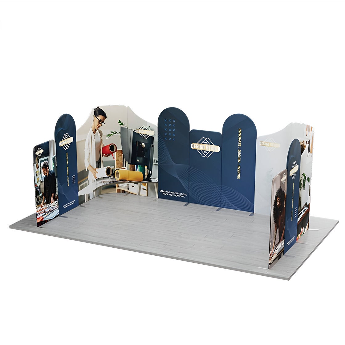 20ft Magnetic Modular Fabric Displays - U Shape Curved