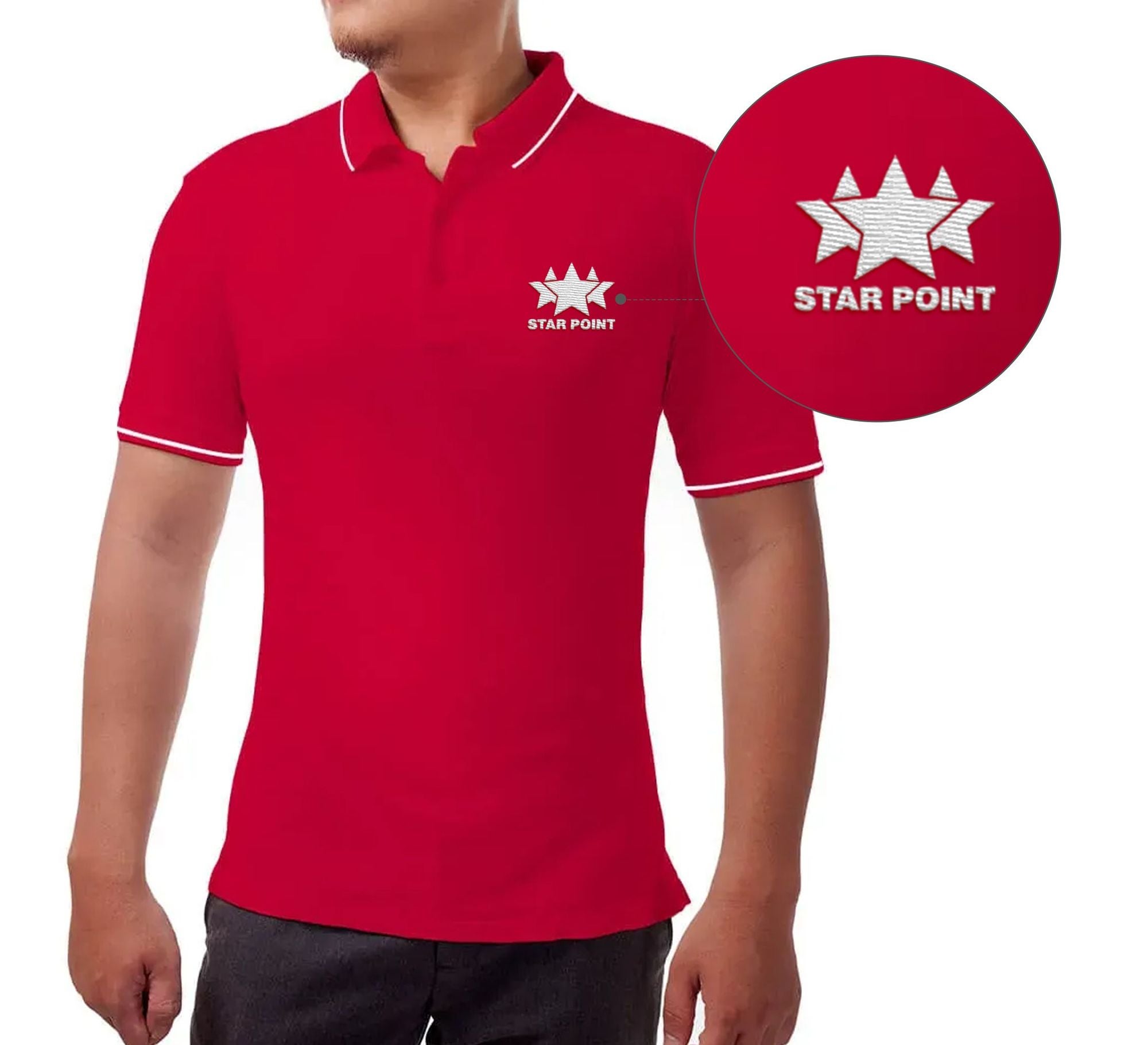 Men's Red Polo Shirt - Embroidered