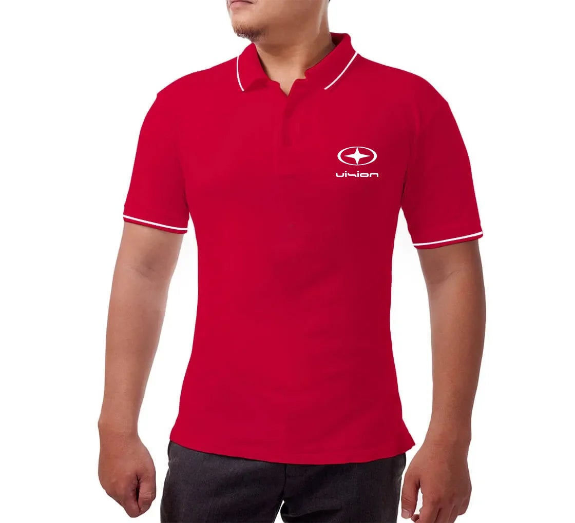 Men's Red Cotton Polo Shirt - Printed