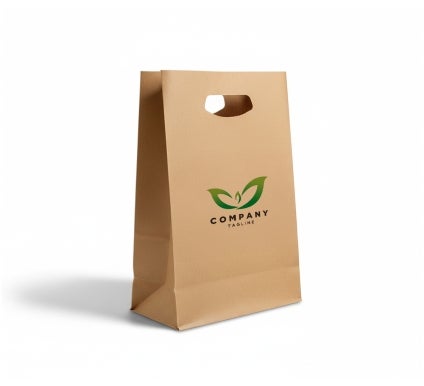 Printed Die-Cut Handle Bags - Brown