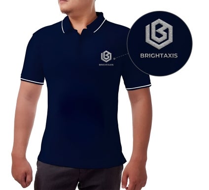 Men's Blue Cotton Polo Shirt - Embroidered