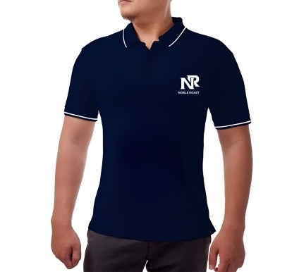 Men's Blue Cotton Polo Shirt- Printed