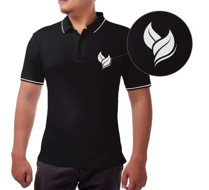 Men's Black Cotton Polo Shirt - Embroidered