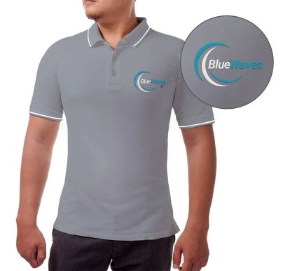 Men's Grey Cotton Polo Shirt - Embroidered