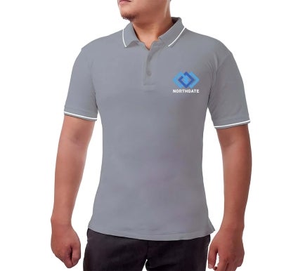 Men's Grey Cotton Polo Shirt - Printed