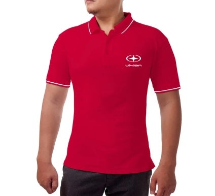 Men's Red Cotton Polo Shirt - Printed